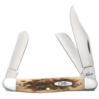 Case Knives - Amber Bone Peach Seed Jig Stockman